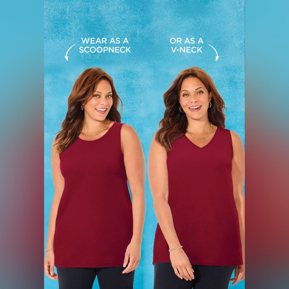 NEW NWT Catherines Plus Size Suprema Studio Reversible Tank Red Size 2XL